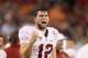 GLENDALE, AZ - JANUARY 02: Andrew Luck #12 of the Stanford Cardinal reacts during the Tostitos Fiesta Bowl against the Oklahoma State Cowboys on January 2, 2012 at University of Phoenix Stadium in Glendale, Arizona. (Photo by Christian Petersen/Getty Images)