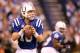 INDIANAPOLIS, IN - JANUARY 08: Quarterback Peyton Manning #18 of the Indianapolis Colts looks to pass in the first quarter against the New York Jets during their 2011 AFC wild card playoff game at Lucas Oil Stadium on January 8, 2011 in Indianapolis, Indiana. (Photo by Andy Lyons/Getty Images)
