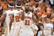 KNOXVILLE, TN - JANUARY 21: Trae Golden #11 of the Tennessee Volunteers celebrates late in the game against the Connecticut Huskies at Thompson-Boling Arena on January 21, 2012 in Knoxville, Tennessee. Tennessee defeated Connecticut 60-57. (Photo by Joe Robbins/Getty Images)