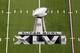 INDIANAPOLIS, IN - FEBRUARY 05: A detail of the official Super Bowl XLVI logo painted on the field during Super Bowl XLVI between the New York Giants and the New England Patriots at Lucas Oil Stadium on February 5, 2012 in Indianapolis, Indiana. (Photo by Andy Lyons/Getty Images)