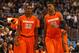 PHILADELPHIA, PA - JANUARY 11: (L-R) Kris Joseph #32 and Fab Melo #51 of the Syracuse Orange talk as they walk on the court against the Villanova Wildcats at the Wells Fargo Center on January 11, 2012 in Philadelphia, Pennsylvania. (Photo by Chris Chambers/Getty Images)