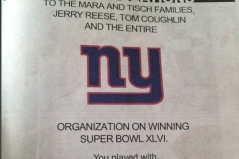 Jets Congratulate Giants on Super Bowl Victory in New York Daily News Ad