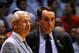CHAPEL HILL, NC - MARCH 04: Head coach Mike Krzyzewski (R) of the Duke Blue Devils waits on the officials with head coach Roy Williams of the University of North Carolina Tar Heels after an incident involving Tyler Hansbrough and Gerald Henderson during their game at the Dean E. Smith Center on March 4, 2007 in Chapel Hill, North Carolina. North Carolina defeated Duke, 86 - 72. (Photo by Streeter Lecka/Getty Images)