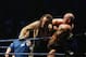 SYDNEY, AUSTRALIA - JUNE 15: The Undertaker (L) pushes Bam Neely into the corner during WWE Smackdown at Acer Arena on June 15, 2008 in Sydney, Australia. (Photo by Gaye Gerard/Getty Images)