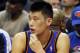 WASHINGTON, DC - FEBRUARY 08: Jeremy Lin #17 of the New York Knicks sits on the bench after colliding with John Wall #2 of the Washington Wizards (not pictured) during the first half at Verizon Center on February 8, 2012 in Washington, DC. NOTE TO USER: User expressly acknowledges and agrees that, by downloading and or using this photograph, User is consenting to the terms and conditions of the Getty Images License Agreement. (Photo by Rob Carr/Getty Images)