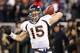 FOXBORO, MA - JANUARY 14: Tim Tebow #15 of the Denver Broncos warms up against the New England Patriots during their AFC Divisional Playoff Game at Gillette Stadium on January 14, 2012 in Foxboro, Massachusetts. (Photo by Jim Rogash/Getty Images)
