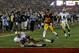 LOS ANGELES - NOVEMBER 27: Safety Harrison Smith #22 of the Notre Dame Fighting Irish comes down with the interception onf the one yard line to end the final drive in the final minute by the USC Trojans at the Los Angeles Memorial Coliseum on November 27, 2010 in Los Angeles, California. Notre Dame won 20-16. (Photo by Stephen Dunn/Getty Images)