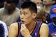 WASHINGTON, DC - FEBRUARY 08: Jeremy Lin #17 of the New York Knicks sits on the bench after colliding with John Wall #2 of the Washington Wizards (not pictured) during the first half at Verizon Center on February 8, 2012 in Washington, DC. NOTE TO USER: User expressly acknowledges and agrees that, by downloading and or using this photograph, User is consenting to the terms and conditions of the Getty Images License Agreement. (Photo by Rob Carr/Getty Images)
