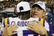 ATLANTA, GA - DECEMBER 03: Head coach Les Miles and Morris Claiborne #17 of the LSU Tigers celebrate their 42-10 win over the Georgia Bulldogs during the 2011 SEC Championship Game at Georgia Dome on December 3, 2011 in Atlanta, Georgia. (Photo by Kevin C. Cox/Getty Images)