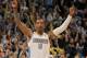 DENVER, CO - APRIL 25: J.R. Smith #5 of the Denver Nuggets reacts after scoring against the Oklahoma City Thunder in Game Four of the Western Conference Quarterfinals in the 2011 NBA Playoffs on April 24, 2011 at the Pepsi Center in Denver, Colorado. NOTE TO USER: User expressly acknowledges and agrees that, by downloading and or using this photograph, User is consenting to the terms and conditions of the Getty Images License Agreement. (Photo by Doug Pensinger/Getty Images)