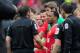 MANCHESTER, ENGLAND - FEBRUARY 11: Patrice Evra of Manchester United talks to referee Phil Dowd after Luis Suarez of Liverpool failed to shake his hand during the Barclays Premier League match between Manchester United and Liverpool at Old Trafford on February 11, 2012 in Manchester, England. (Photo by Shaun Botterill/Getty Images)