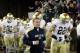 STANFORD, CA - NOVEMBER 26: Notre Dame Fighting Irish head coach Brian Kelly run on to the field for their game against the Stanford Cardinal at Stanford Stadium on November 26, 2011 in Stanford, California. (Photo by Ezra Shaw/Getty Images)
