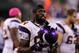EAST RUTHERFORD, NJ - OCTOBER 11: Randy Moss #84 of the Minnesota Vikings looks on against the New York Jets at New Meadowlands Stadium on October 11, 2010 in East Rutherford, New Jersey. The Jets won 29-20. (Photo by Jim McIsaac/Getty Images)