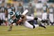 PHILADELPHIA, PA - NOVEMBER 27: DeSean Jackson #10 of the Philadelphia Eagles catches a 44-yard reception in the first quarter against the New England Patriots at Lincoln Financial Field on November 27, 2011 in Philadelphia, Pennsylvania. (Photo by Rich Schultz/Getty Images)