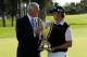 PACIFIC PALISADES, CA - FEBRUARY 20: Tournament execuctive director and NBA legend Jerry West (L) and champion Aaron Baddeley of Australia talk during trophy ceremonies after the final round of the Northern Trust Open at Riviera Country Club on February 20, 2011 in Pacific Palisades, California. (Photo by Stephen Dunn/Getty Images)