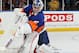 UNIONDALE, NY - FEBRUARY 11: Evgeni Nabokov #20 of the New York Islanders in action against the Los Angeles Kings on February 11, 2012 at Nassau Coliseum in Uniondale, New York. The Islanders defeated the Kings 2-1 in overtime. (Photo by Jim McIsaac/Getty Images)