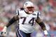 FOXBORO, MA - OCTOBER 16: Kyle Love #74 of the New England Patriots celebrates a sack in the first half against the Dallas Cowboys on October 16, 2011 at Gillette Stadium in Foxboro, Massachusetts. (Photo by Elsa/Getty Images)