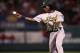 ANAHEIM, CA - SEPTEMBER 24: Second baseman Jemile Weeks #19 of the Oakland Athletics throws out Bobby Abreu #53 of the Los Angeles Angels of Anaheim in the fourth inning on September 24, 2011 at Angel Stadium in Anaheim, California. (Photo by Stephen Dunn/Getty Images)