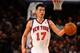NEW YORK, NY - FEBRUARY 10: Jeremy Lin #17 of the New York Knicks brings the ball up court against the Los Angeles Lakers at Madison Square Garden on February 10, 2012 in New York City. NOTE TO USER: User expressly acknowledges and agrees that, by downloading and or using this photograph, User is consenting to the terms and conditions of the Getty Images License Agreement. (Photo by Chris Chambers/Getty Images)