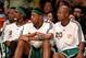 LOS ANGELES, CA - JUNE 15: (L-R) Rajon Rondo #9, Paul Pierce #34 and Ray Allen #20 of the Boston Celtics sit on the bench during the Celtics' loss to the Los Angeles Lakers in Game Six of the 2010 NBA Finals at Staples Center on June 15, 2010 in Los Angeles, California. NOTE TO USER: User expressly acknowledges and agrees that, by downloading and/or using this Photograph, user is consenting to the terms and conditions of the Getty Images License Agreement. (Photo by Christian Petersen/Getty Images)