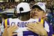 ATLANTA, GA - DECEMBER 03: Head coach Les Miles and Morris Claiborne #17 of the LSU Tigers celebrate their 42-10 win over the Georgia Bulldogs during the 2011 SEC Championship Game at Georgia Dome on December 3, 2011 in Atlanta, Georgia. (Photo by Kevin C. Cox/Getty Images)