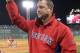Tim Wakefield salutes the Fenway faithful after his 200th career win.