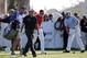 PACIFIC PALISADES, CA - FEBRUARY 19: Phil Mickelson, Keegan Bradley and Bill Haas play leave the first playoff hole during the fourth round of the Northern Trust Open at the Riviera Country Club on February 19, 2012 in Pacific Palisades, California. (Photo by Harry How/Getty Images)