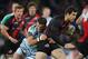 CARDIFF, WALES - DECEMBER 09: Jamie Roberts (L) of Cardiff holds onto Tim Visser (R) of Edinburgh during the Heineken Cup Pool Two match between Cardiff Blues and Edinburgh at the Cardiff City Stadium on December 9, 2011 in Cardiff, Wales. (Photo by Michael Steele/Getty Images)