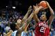 CHAPEL HILL, NC - JANUARY 26: C.J. Williams #21 of the North Carolina State Wolfpack shoots against the North Carolina Tar Heels during play at the Dean Smith Center on January 26, 2012 in Chapel Hill, North Carolina. North Carolina won 74-55. (Photo by Grant Halverson/Getty Images)