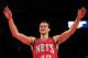 NEW YORK, NY - FEBRUARY 20: Kris Humphries #43 of the New Jersey Nets reacts during the game against the New York Knicks at Madison Square Garden on February 20, 2012 in New York City. NOTE TO USER: User expressly acknowledges and agrees that, by downloading and/or using this Photograph, user is consenting to the terms and conditions of the Getty Images License Agreement. (Photo by Chris Trotman/Getty Images)