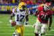 ATLANTA, GA - DECEMBER 3: Morris Claiborne #17 of the LSU Tigers returns an interception for a touchdown against the Georgia Bulldogs during the SEC Championship Game at the Georgia Dome on December 3, 2011 in Atlanta, Georgia. (Photo by Scott Cunningham/Getty Images)