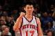 NEW YORK, NY - FEBRUARY 19: Jeremy Lin #17 of the New York Knicks reacts during the game against the Dallas Mavericks at Madison Square Garden on February 19, 2012 in New York City. NOTE TO USER: User expressly acknowledges and agrees that, by downloading and/or using this Photograph, user is consenting to the terms and conditions of the Getty Images License Agreement. (Photo by Chris Trotman/Getty Images)