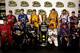 RICHMOND, VA - SEPTEMBER 10: (Back row L-R) Tony Stewart, driver of the #14 Office Depot/Mobil 1 Chevrolet, Brad Keselowski, driver of the #2 Miller Lite Dodge, Kurt Busch, driver of the #22 Shell/Pennzoil Dodge, Kyle Busch, driver of the #18 M&M's Toyota, Jimmie Johnson, driver of the #48 Lowe's/Power of Pride Chevrolet, Jeff Gordon, driver of the #24 Drive to End Hunger Chevrolet, (front row L-R) Kevin Harvick, driver of the #29 Budweiser Chevrolet, Carl Edwards, driver of the #99 Kellogg's/Cheez-it Ford, Ryan Newman, driver of the #39 U.S. Army-9/11 Chevrolet, Dale Earnhardt Jr., driver of the #88 Amp Energy/National Guard Chevrolet, Matt Kenseth, driver of the #17 Ollie's Bargain Outlet Ford, and Denny Hamlin, driver of the #11 FedEx Express Toyota, pose after clinching spots in the 'Chase for the Sprint Cup' following the NASCAR Sprint Cup Series Wonderful Pistachios 400 at Richmond International Raceway on September 10, 2011 in Richmond, Virginia. (Photo by Jeff Zelevansky/Getty Images)