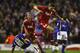LIVERPOOL, UNITED KINGDOM - OCTOBER 31: Steven Gerrard of Liverpool is tackled by Stephen McPhail of Cardiff City during the Carling Cup fourth round match between Liverpool and Cardiff City at Anfield on October 31, 2007 in Liverpool, England. (Photo by Alex Livesey/Getty Images)