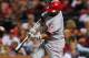 ST. LOUIS, MO - SEPTEMBER 2: Juan Francisco #25 of the Cincinnati Reds hits a three run home run against the St. Louis Cardinals at Busch Stadium on September 2, 2011 in St. Louis, Missouri. (Photo by Jeff Curry/Getty Images)