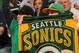 DENVER, CO - APRIL 23: Seattle Sonics fans display signs as the support the Denver Nuggets against the Oklahoma City Thunder in Game Three of the Western Conference Quarterfinals in the 2011 NBA Playoffs on April 23, 2011 at the Pepsi Center in Denver, Colorado. NOTE TO USER: User expressly acknowledges and agrees that, by downloading and or using this photograph, User is consenting to the terms and conditions of the Getty Images License Agreement. (Photo by Doug Pensinger/Getty Images)