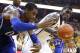COLUMBIA, MO - FEBRUARY 04: Thomas Robinson #0 of the Kansas Jayhawks and Ricardo Ratliffe #10 of the Missouri Tigers battle for a loose ball in the second half at Mizzou Arena on February 4, 2012 in Columbia, Missouri. Missouri won 74-71.(Photo by Ed Zurga/Getty Images)