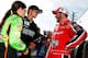 DAYTONA BEACH, FL - FEBRUARY 24: (L-R) Danica Patrick, driver of the #7 GoDaddy.com Chevrolet, speaks to Trevor Bayne, driver of the #60 Roush Fenway Racing Ford, and Dale Earnhardt Jr., driver of the #5 TaxSlayer.com Chevrolet, prior to winning the Coors Light Pole Award and qualifying for the pole position for the NASCAR Nationwide Series DRIVE4COPD 300 at Daytona International Speedway on February 24, 2012 in Daytona Beach, Florida. (Photo by Tom Pennington/Getty Images for NASCAR)