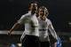 LONDON, ENGLAND - JANUARY 31: Luka Modric of Spurs celebrates scoring their second goal with Scott Parker of Spurs during the Barclays Premier League match between Tottenham Hotspur and Wigan Athletic at White Hart Lane on January 31, 2012 in London, England. (Photo by Paul Gilham/Getty Images)