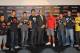 TOKYO, JAPAN - SEPTEMBER 06: (L-R) Norifumi 'Kid' Yamamoto, Riki Fukuda, Takanori Gomi, Yushin Okami, Head of UFC Asia Marc Fischer, Yoshihiro Akiyama, Michihiro Omigawa, Hatsu Hioki and Takeya Mizugaki attend the UFC press conference at Shinjuku Wald 9 on September 6, 2011 in Tokyo, Japan. The UFC will hold the Japan Tournament on February 26, 2012. (Photo by Koki Nagahama/Getty Images)