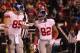 SAN FRANCISCO, CA - JANUARY 22: (L-R) Jake Ballard #85 and Mario Manningham #82 of the New York Giants celebrate after Manningham scored a 17-yard touchdown reception in the fourth quarter against the San Francisco 49ers during the NFC Championship Game at Candlestick Park on January 22, 2012 in San Francisco, California. (Photo by Doug Pensinger/Getty Images)