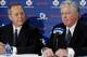 TORONTO - NOVEMBER 29: MLSE President and CEO Richard Peddie and Brian Burke attend a press conference announcing Burke as the teams new General Manager November 29, 2008 at the Air Canada Centre in Toronto, Ontario, Canada. (Photo by Brad White/Getty Images)