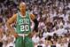 MIAMI, FL - MAY 03: Ray Allen #20 of the Boston Celtics looks on during Game Two of the Eastern Conference Semifinals of the 2011 NBA Playoffs against the Miami Heat at American Airlines Arena on May 3, 2011 in Miami, Florida. NOTE TO USER: User expressly acknowledges and agrees that, by downloading and/or using this Photograph, User is consenting to the terms and conditions of the Getty Images License Agreement. (Photo by Mike Ehrmann/Getty Images)