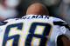 SAN DIEGO, CA - OCTOBER 2: Guard Kris Dielman #68 of the San Diego Chargers waits to take the field against the Miami Dolphins at Qualcomm Stadium on October 2, 2011 in San Diego, California. The Chargers won 26-16. (Photo by Stephen Dunn/Getty Images)
