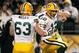 PITTSBURGH - DECEMBER 20: Aaron Rodgers #12 celebrates with Jordy Nelson #87 and Scott Wells #63 of the Green Bay Packers after running in for a touchdown against the Pittsburgh Steelers during the game on December 20, 2009 at Heinz Field in Pittsburgh, Pennsylvania. (Photo by Jared Wickerham/Getty Images)