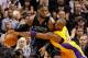 MIAMI, FL - JANUARY 19: LeBron James #6 of the Miami Heat is guarded by Kobe Bryant #24 of the Los Angeles Lakers during a game at American Airlines Arena on January 19, 2012 in Miami, Florida. NOTE TO USER: User expressly acknowledges and agrees that, by downloading and/or using this Photograph, User is consenting to the terms and conditions of the Getty Images License Agreement. (Photo by Mike Ehrmann/Getty Images)