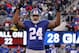 EAST RUTHERFORD, NJ - DECEMBER 05: Terrell Thomas #24 of the New York Giants fires up the crowd against the Washington Redskins on December 5, 2010 at the New Meadowlands Stadium in East Rutherford, New Jersey. The Giants defeated the Redskins 31-7. (Photo by Jim McIsaac/Getty Images)