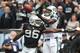 OAKLAND, CA - SEPTEMBER 25: Jeff Cumberland #86 of the New York Jets misses a pass in the endzone as Kamerion Wimbley #96 of the Oakland Raiders defends at O.co Coliseum on September 25, 2011 in Oakland, California. (Photo by Jed Jacobsohn/Getty Images)