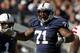 STATE COLLEGE, PA - NOVEMBER 12: Devon Still #71 of the Penn State Nittany Lions celebrates after sacking Taylor Martinez #3 (not pictured) of the Nebraska Cornhuskers during the game on November 12, 2011 at Beaver Stadium in State College, Pennsylvania. (Photo by Justin K. Aller/Getty Images)