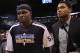 OKLAHOMA CITY, OK - MAY 15: (L-R) Forward Zach Randolph #50 and Rudy Gay walk off the court after a 90-105 loss against the Oklahoma City Thunder in Game Seven of the Western Conference Semifinals in the 2011 NBA Playoffs on May 15, 2011 at Oklahoma City Arena in Oklahoma City, Oklahoma. The Thunder defeated the Grizzlies to advance to the Western Conference Finals. NOTE TO USER: User expressly acknowledges and agrees that, by downloading and or using this photograph, User is consenting to the terms and conditions of the Getty Images License Agreement. (Photo by Ronald Martinez/Getty Images)